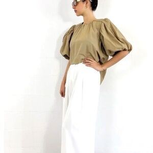 Aje Vellum Puff-Sleeve Cotton-Blend Poplin Top – AU Size 12 (US Size 8)